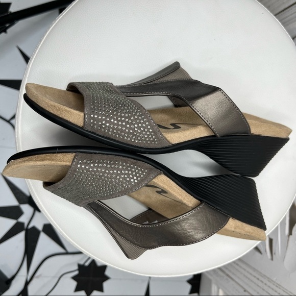 Axxiom Pewter Bedazzled ‘Andes’ Wedge Sandals - Picture 2 of 7